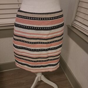 LOFT Pink and Black Striped Pencil Skirt